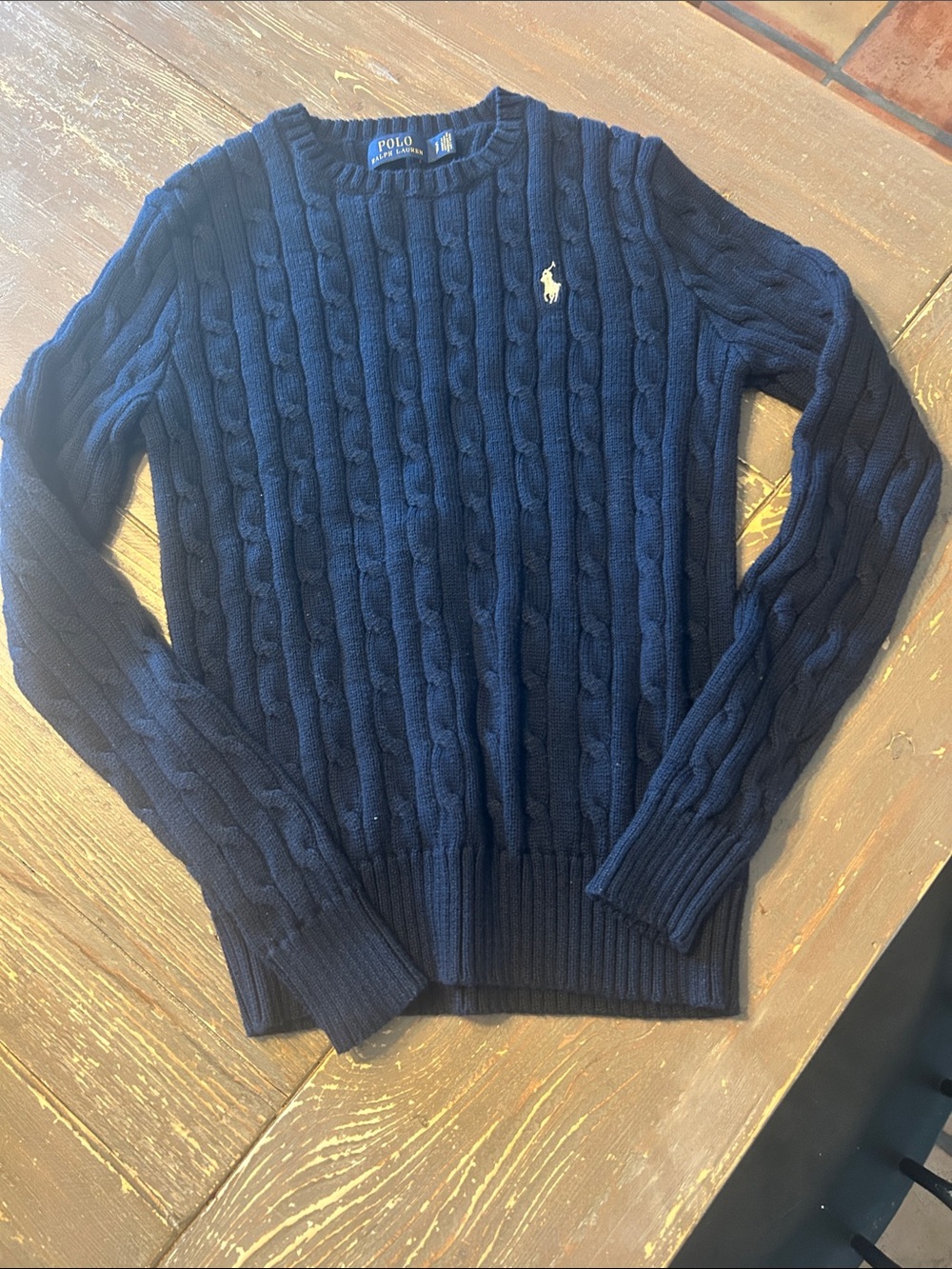 Polo by Ralph Lauren Navy Cable-Knit Crewneck Sweater